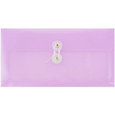 Imagem de JAM PAPER #10 Envelopes de plástico com fecho de botão e cordão - 10 x 24 cm - roxo lilás - pacote com 3