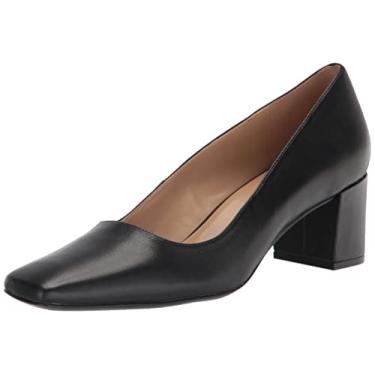 Imagem de Naturalizer Sapato feminino Karina salto baixo bico quadrado, Couro preto, 8 Narrow
