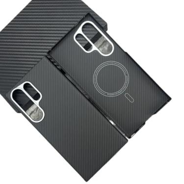 Imagem de Waillynice Capa magnética de fibra de carbono ultrafina Kevlar Carbon Case Aramid para Samsung Galaxy S24 Ultra (600D Magasfe, para Samsung S24Ultra)