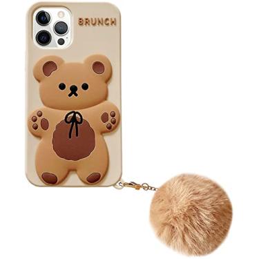Imagem de Yatchen Aplicar a capa para iPhone 14 Kawaii, capa de telefone de urso de desenho animado bonito com chaveiro capa de telefone de ursinho de pelúcia 3D capa protetora de silicone macio à prova de choque para iPhone 14 mulheres meninas