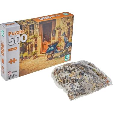 Imagem de Quebra Cabeça Scooter Didático 500 Peças Puzzle 60x40cm 7 anos+