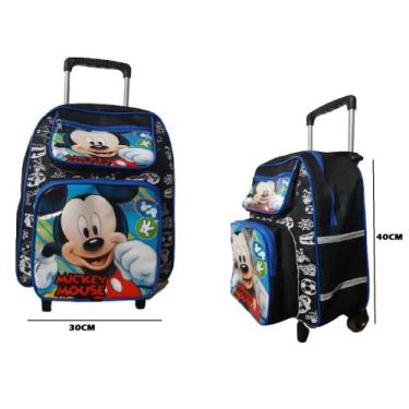 Imagem de Mochila Para Meninos Tamanho Grande C/ Rodinhas Bolso P/ Lápis e Garra