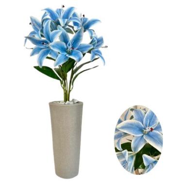 Imagem de Lirio Artificial Com Vaso Cone E Pedras Brancas Centro Mesa - PlantaIm
