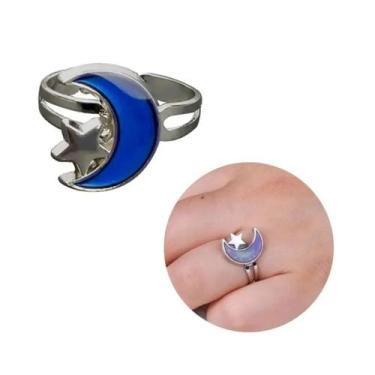 Imagem de Anel Do Humor Lua Estrela Muda De Cor C/ Tabela Significado - Giog Joi