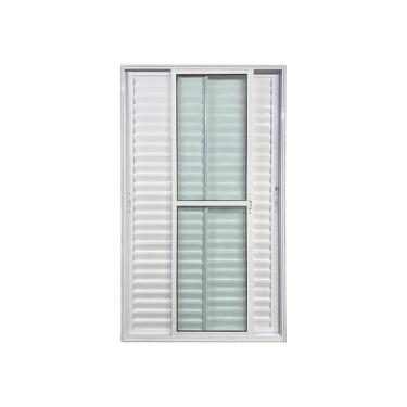 Imagem de Porta Balcão 3 Folhas Alumínio Branco Linha 25 Brecorimo, 210 X 160