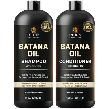 Imagem de INFINA ESSENTIALS Batana Oil Shampoo and Conditioner Set - Biotin & Tea Tree Oil for Hair Growth & Thickness - Moisturizing & Nourishing Shampoo for Thinning Hair for Men & Women - 16 fl oz Each