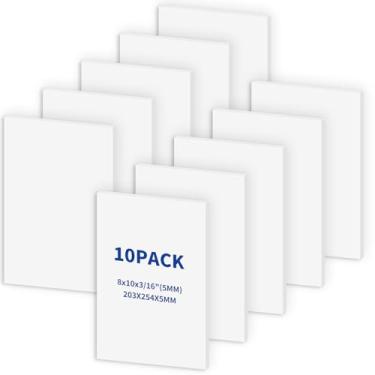 Imagem de Placas de espuma branca 20.3 cm x 25.4 cm - pacote com 10 - placa central de espuma dupla face para apresentações, escola, escritório, folha de espuma de isopor, placa de espuma para artesanato -