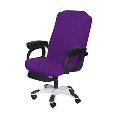 Imagem de SARAFLORA Capa de cadeira de escritório roxa - grande, removível, durável, ajuste elástico, zíper e elástica, resistente à água, para cadeira giratória universal para cadeira de mesa e encosto alto
