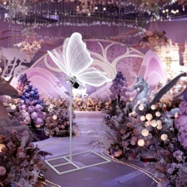 Imagem de YM sky Luminária De Chão Elétrica Borboleta Para Casamento: Decoração Gigante De Borboletas Led Móveis Com Movimento E Luzes Acesas - Grandes Acessórios De Borboleta Móveis Com Asas Batendo - Para F