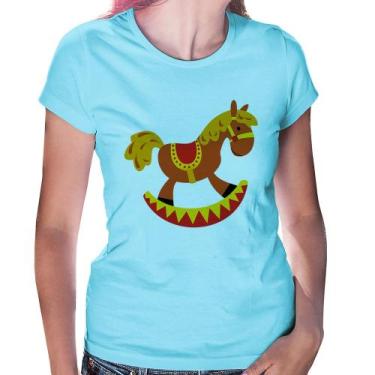 Imagem de Baby Look Cavalo Balanço - Foca na Moda, Azul bebê, M