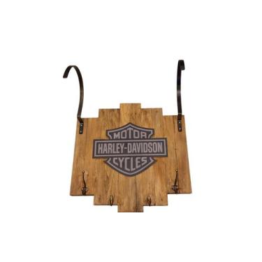 Imagem de Porta Capacete de madeira Izzy Amiel Motociclista Old School Harley, 2