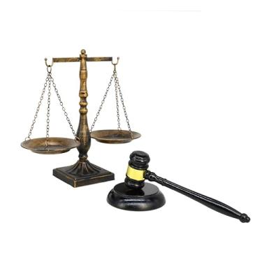 Imagem de Owlgift Antique Metal Justice Represent Libra Jewelry Tower/w Wooden Gavel and Block Set, Lawyer Scale of Justice, Judge Sound Block Set, Leilão Sale – Bronze, 19,6 cm L x 30,7 cm A