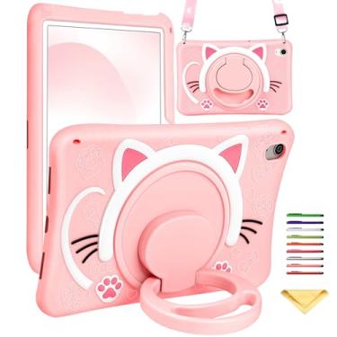 Imagem de Capa infantil para iPad (A16) 11ª geração 11 polegadas 2025/iPad 10ª geração 11 polegadas 2022, capa UUcovers com alça giratória de 360° com suporte para lápis/alça de ombro menina menino linda capa