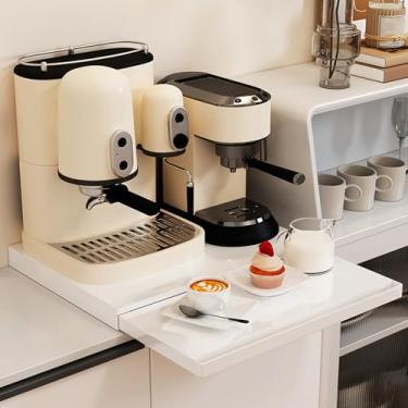 Imagem de Bandeja deslizante para eletrodomésticos de cozinha, organizador de armazenamento de bancada sob o armário, prateleira organizadora removível de aço carbono (Branco)