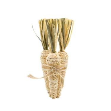 Imagem de Cenoura Decorativa c/3 - Juta/Verde 30cm - Tok da Casa
