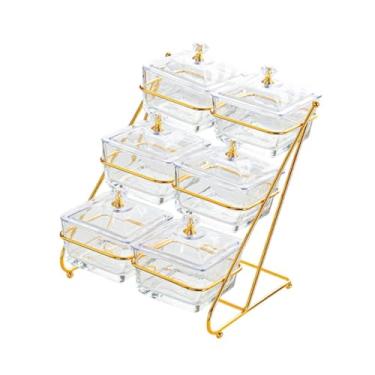 Imagem de Bothyi Tigela de servir com tampa dividida Serviço de bandeja de casa decorativa armazenamento de alimentos Removável lanche tigelas prato para chips de, Claro