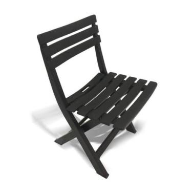 Imagem de Cadeira de Plástico Dobrável Bistrô Preta Com Encosto - Plastics
