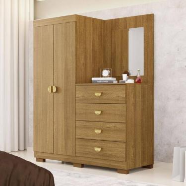 Imagem de Cômoda Roupeiro Com Espelho 2 Portas 4 Gavetas Cristal - Nature Nature