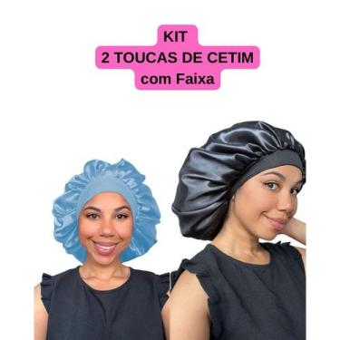 Imagem de Anny Beleza - Kit 2 Touca de Cetim Toca de Cetim Seda com Faixa Confor