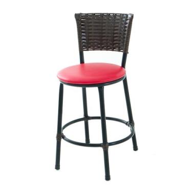 Imagem de 1 Unid Banqueta Baixa Com Encosto em Junco Argila 70cm Para Casa, Cozi