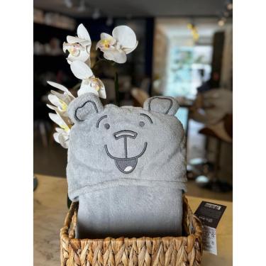 Imagem de Manta Infantil com Capuz Baby Teddy Cinza Claro 90x90cm Buettner