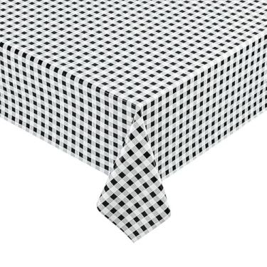 Imagem de Toalha de Mesa Plástico Impermeavel 6 Lugares 2,00 x 1,37M Forro Flanelado Cozinha Prime Luxo (Xadrez Preto)
