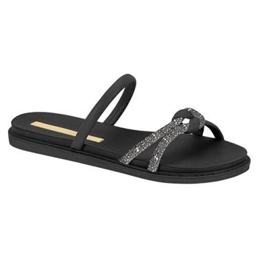 Imagem de Rasteira Moleca Papete Tira Strass - Preto - 34