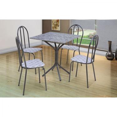 Imagem de Conjunto Sala de Jantar Mesa Tampo de Granito Quadrada com 4 Cadeiras Bruna Branco