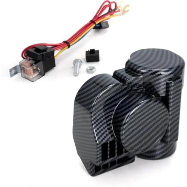 Imagem de Baieasy Buzina de trem de buzina super alta 150DB para carro, motocicleta, caminhão, barco, captador de buzina com tampa de buzina para motocicleta, trem de 12 V, som de carro, buzina (concha preta)