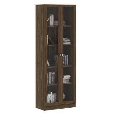 Imagem de Estante Escritório Home Office 2 Portas De Vidro 4 Prateleiras Cannes 171x59 T01 Nogal - Lyam Decor