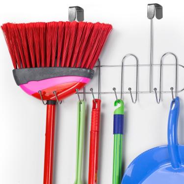 Imagem de Porta Vassoura 8 Ganchos Cromado Para Porta - Arthi