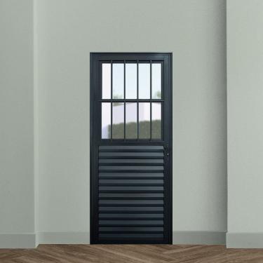 Imagem de Porta de Aluminio Postigo Social 210x90cm Linha Plus Lux-esquadrias Preto