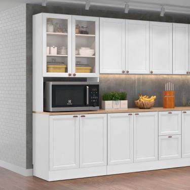 Imagem de Paneleiro 4 Portas com Vidro 1 Nicho Micro-ondas Unna Yescasa Branco