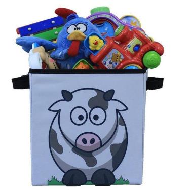 Imagem de Caixa Organizadora De Brinquedos Estampada 28X30X28Vaquinha