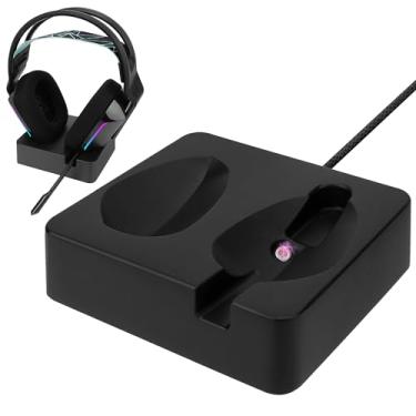 Imagem de Geekria Suporte de carregamento para fones de ouvido Logitech G733 Lightspeed Wireless Gaming Headset, base magnética de resina impressa em 3D, base de fone de ouvido para jogos (preto)