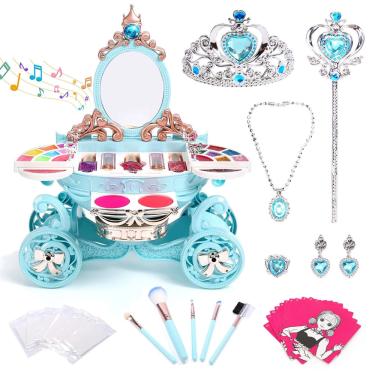 Imagem de Kit de maquiagem EveStone Kids para menina com vestido de princesa 3-9Y