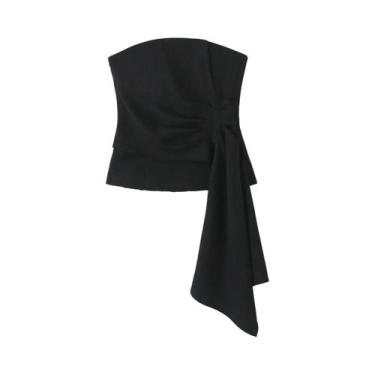 Imagem de Moda Feminina Espartilho Plissado Top Calças Casuais Conjunto Estilo E