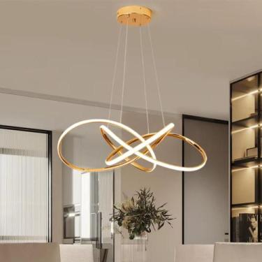 Imagem de Lustre Pendente LED Flux 45W Dourado 3 em 1 Bivolt Design Moderno e El
