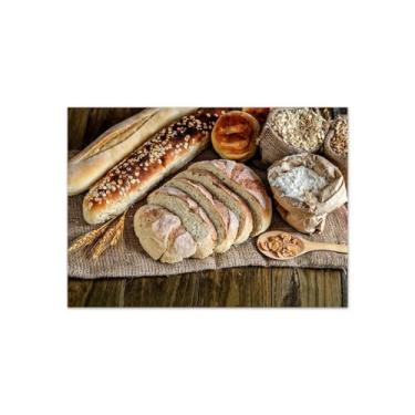 Imagem de BMZFYBS Impressão de arte de parede em tela de cozinha - imagens de sala de jantar decoração de parede - Pão e trigo - Pintura de natureza morta pôster vintage para sala de estar 20 x 30 cm 8 x 12