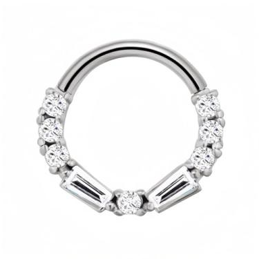 Imagem de Lantine Anel de septo ouro 16G Daith Piercing Joia CZ 316 aço cirúrgico segmento articulado cartilagem argola brincos para piercing Daith, Tragus, Rook 8-10 mm, 16g 8mm, Metal, Zircônia cúbica