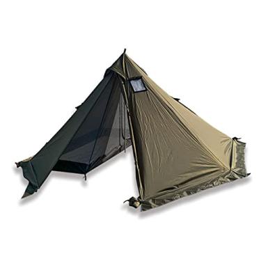 Imagem de Barraca quente Pyramid para acampamento ao ar livre à prova d'água tenda tenda tipi para 1 pessoa tenda fogão de inverno com saia de neve