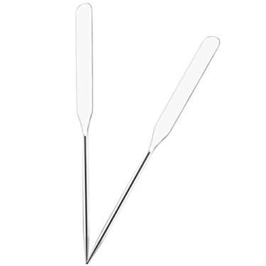 Imagem de Beatifufu 2 peças base líquida bastão de tonificação base para maquiagem espátula de metal espátula de agitação cosmética haste de aço inoxidável agitador de tinta creme facial espátula cola espátulas conjunto de espátulas mistura