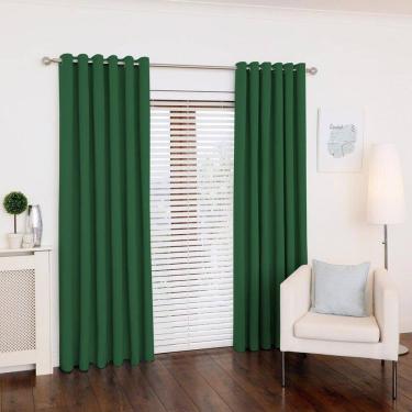 Imagem de Cortina Verde-Bandeira 300X250 Ilhós Cromado Sala Fabritex