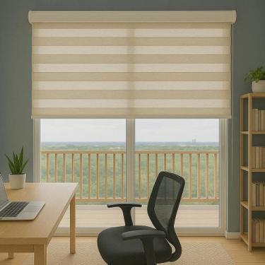 Imagem de Persiana Double Vision Sunny 160larg x 220alt Linho Creme (com bandô) 