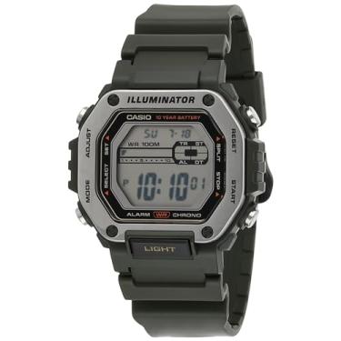 Imagem de Casio Iluminador LED Bateria de 10 anos Cronômetro de 1/100 segundo | Relógio masculino com alarme diário MWD-110H-3AV, Verde