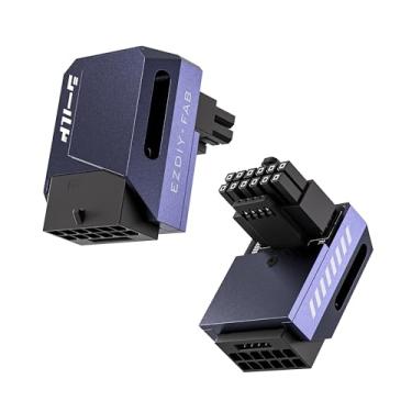 Imagem de EZDIY-FAB Adaptador PCIe 5.1 - 600W 12 + 4 pinos, conector de alimentação GPU 12VHPWR de 16 pinos, adaptador GPU 12V-2x6, ângulo reto de 90 graus - compatível com RTX 3090Ti, 4070Ti, 4080, 4090 GPU -