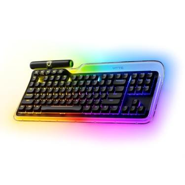 Imagem de HYTE Keeb TKL – Interface humana moderna – Teclado mecânico com bolha de cristal RGB com fio personalizável – Interruptores lineares de lavanda fofa – cristal/preto