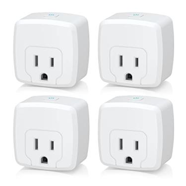 Imagem de HBN Smart Plug Mini 15A, WiFi e Bluetooth Smart Outlet funciona com Alexa, Google Home Assistant, controle remoto com função temporizador, sem necessidade de hub, certificação ETL, apenas WiFi 2,4G, pacote com 4