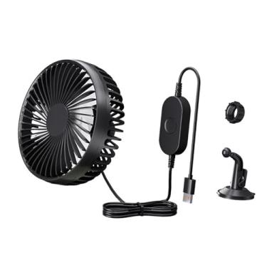 Imagem de IEUDNS Ventilador de resfriamento do carro USB 3 velocidade de sucção ajustável xícara de ar -circulação de montagem de ar 12V 24V para veículo doméstico, Preto