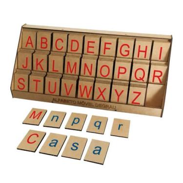 Imagem de Alfabeto Móvel Degrau 130 Peças Montessoriano Mdf Educativo - Primanto
